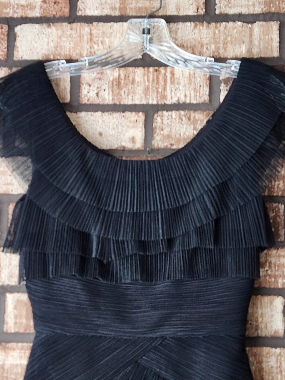 BCBGMaxAzria Black Sleeveless Ruffle Neck Mini Dress Size 2 - Picture 3 of 5